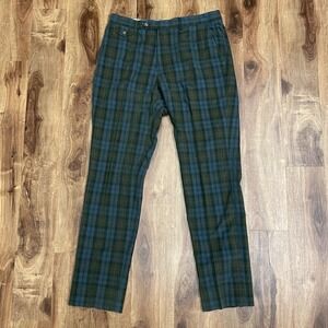 Brooks Brothers Mens Regent Green Tartan Plaid Cotton Dress Pants Men's 36x34